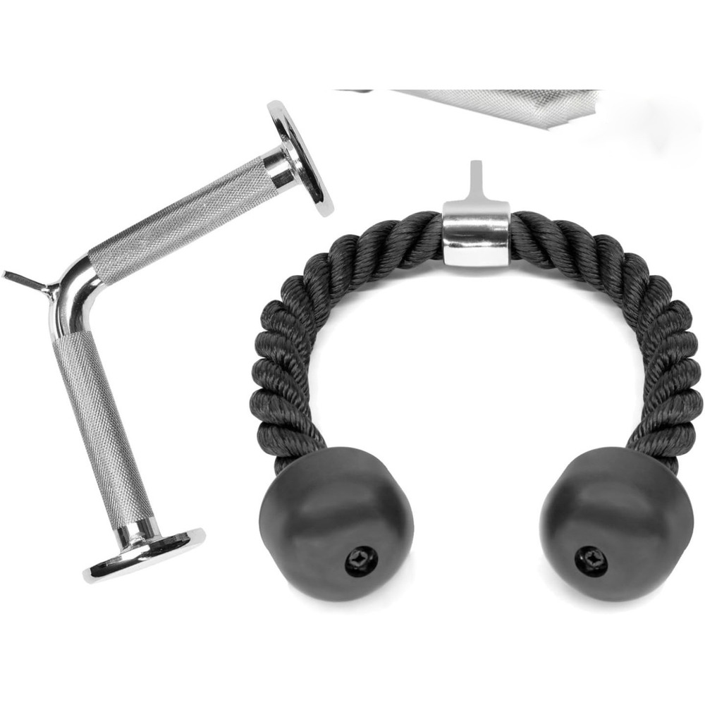 A2ZCARE Combo V-Handle Tricep Rope 2 Snap Hook Set Cable Machine Gym Attachments